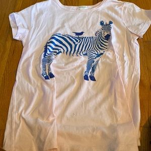 Super cute Crewcuts pink T-shirt with blue sparkly zebra size 12